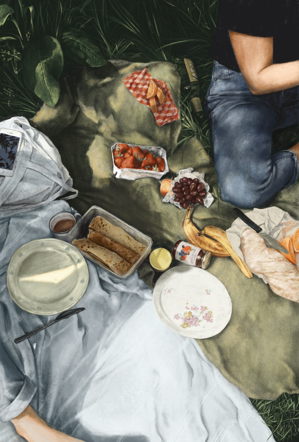 illustration of a picknick with friends