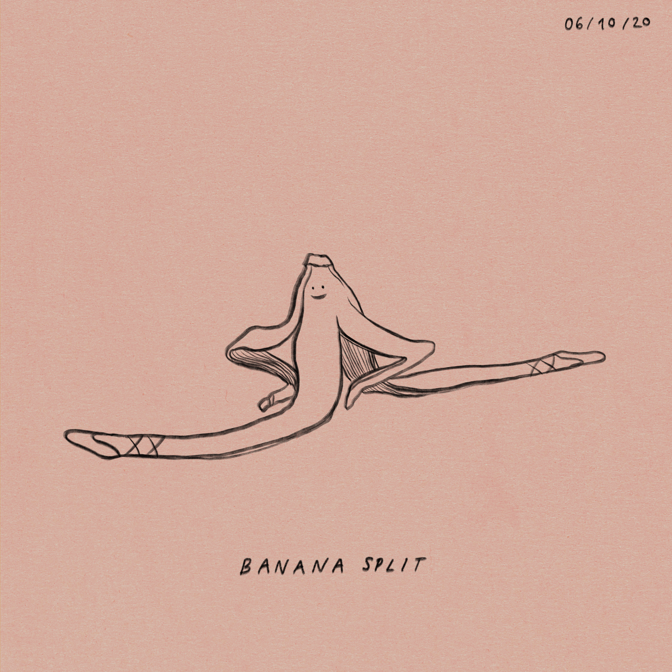 a banana doing a split